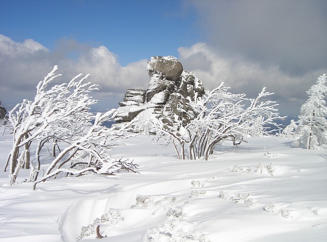 karkonosze skały zima